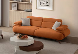 Atelier Del Sofa Bonjo Walnut - Sofá de 3 plazas Rojo azulejo
